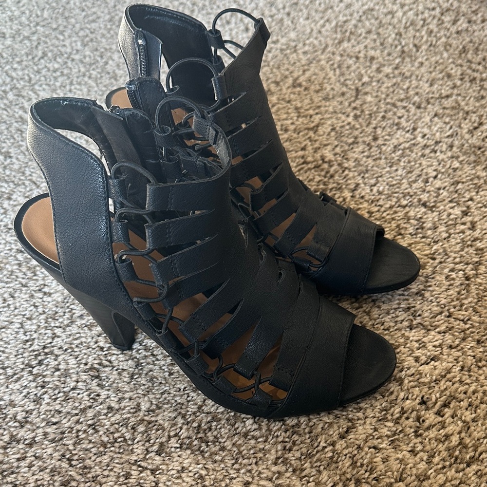 Black Strappy Heeled Sandals